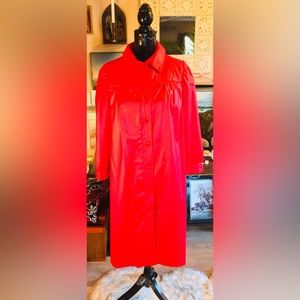 Vintage Passion Red 70's All Weather Glossy Bohemian Car Urban Riding Coat SM